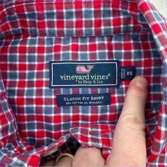 Vineyard Vines Blue and Red Tartan Button Down Classic Fit Shirt, Size XS - Picture 4 of 6